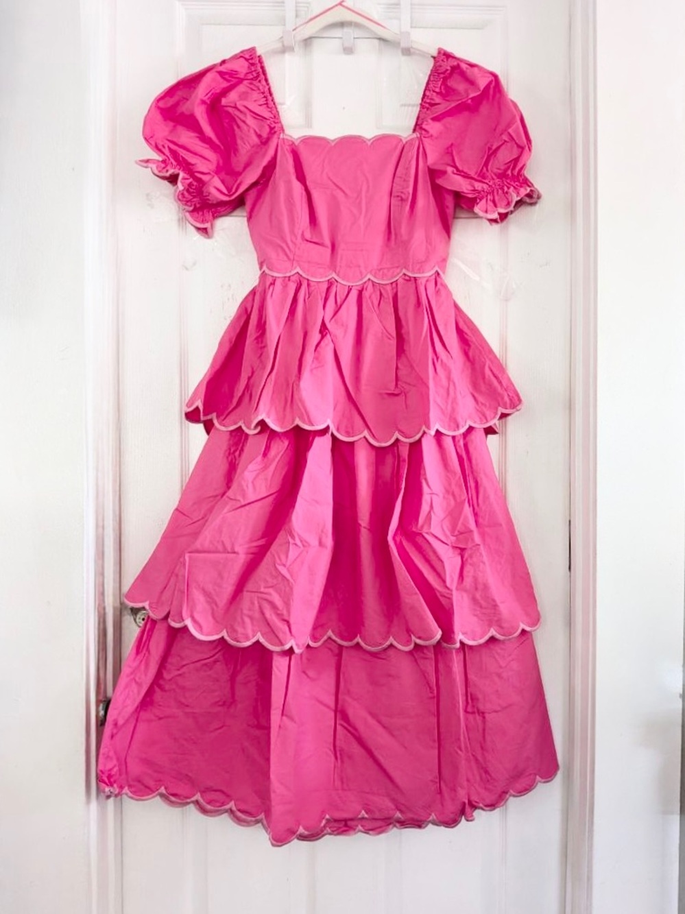 ENGLISH FACTORY Scallop Puff Sleeve Tiered Maxi Dress - Picture 3 of 15